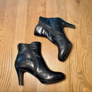 Clark’s black leather ankle heeled boots